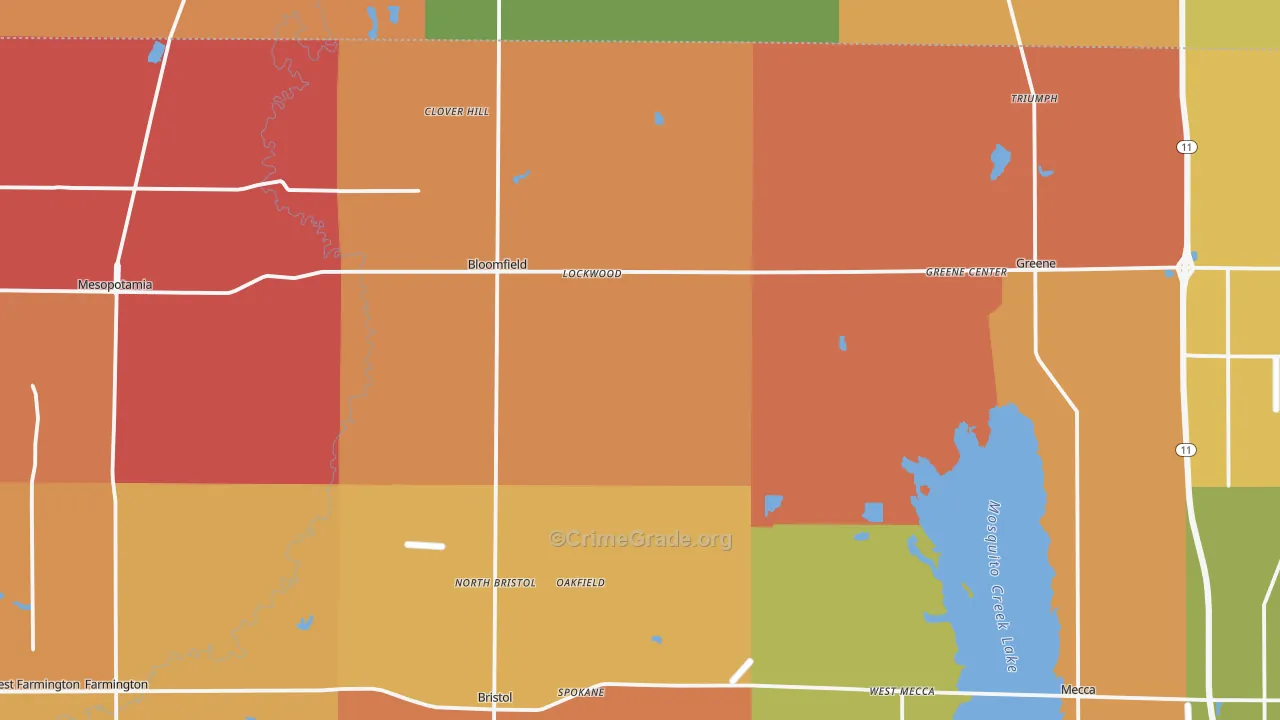 North Bloomfield, OH Map of Robbery Rates