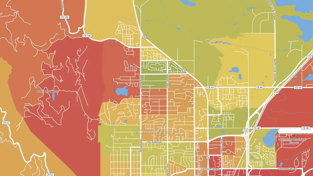 North Boulder, Boulder, CO Map of Robbery Rates