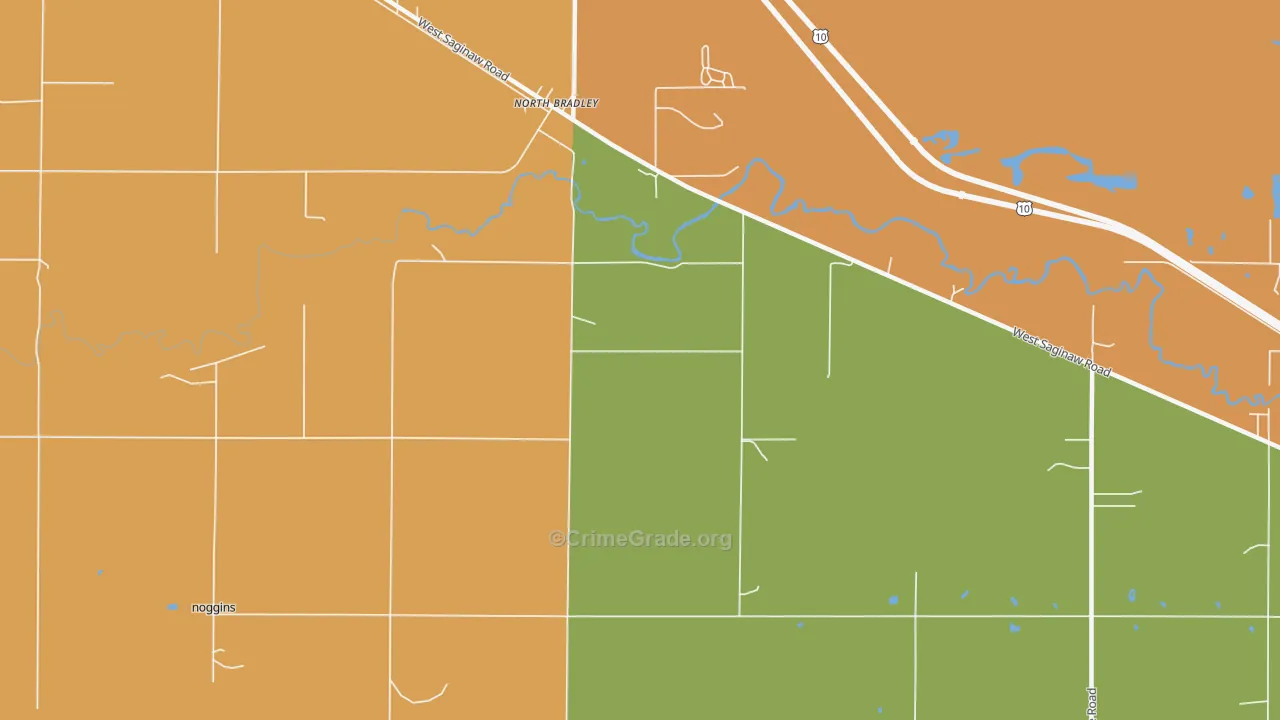 North Bradley, MI Map of Robbery Rates