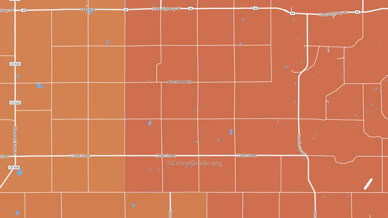 North Branch, IA Map of Robbery Rates