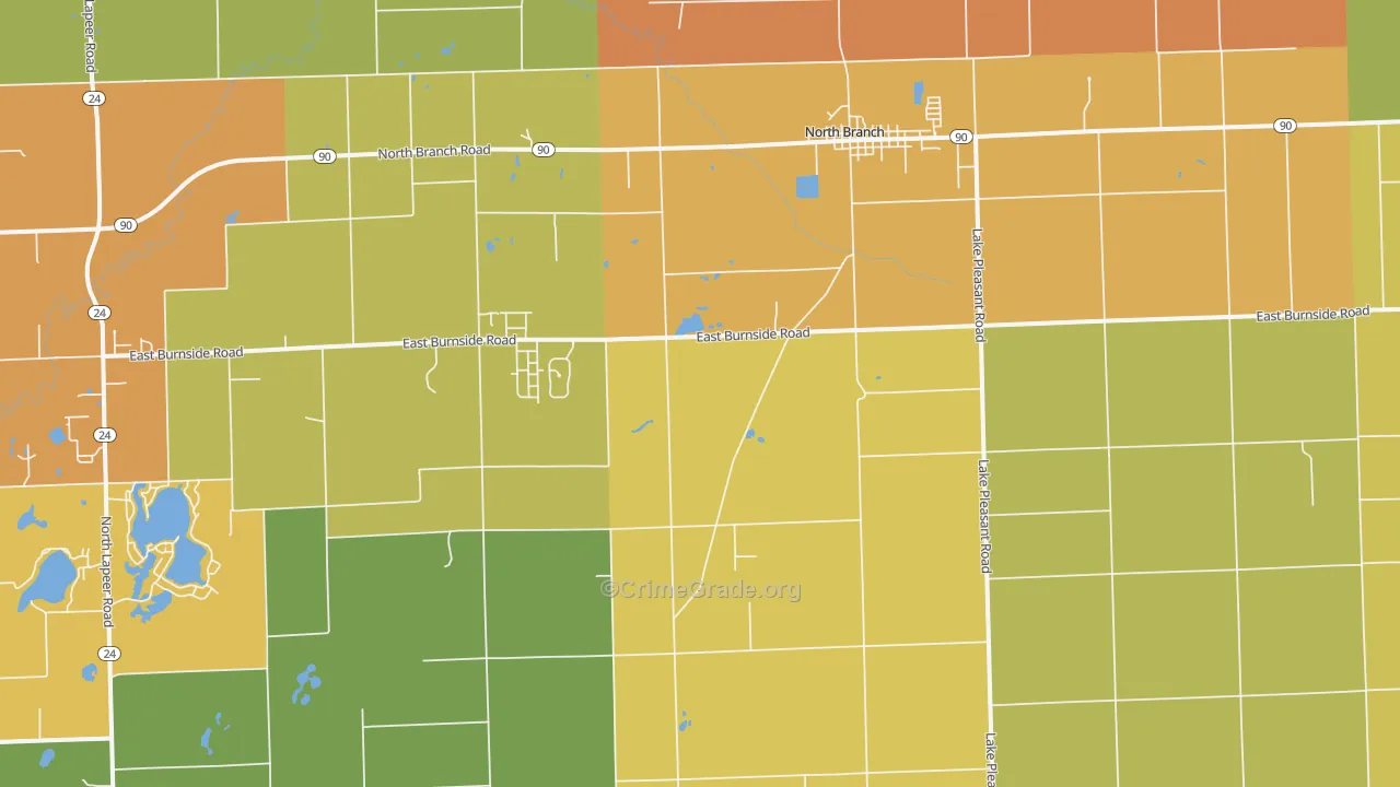 North Branch, MI Map of Robbery Rates