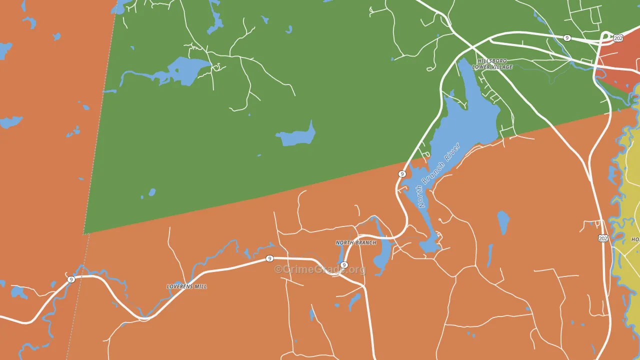 North Branch, NH Map of Robbery Rates
