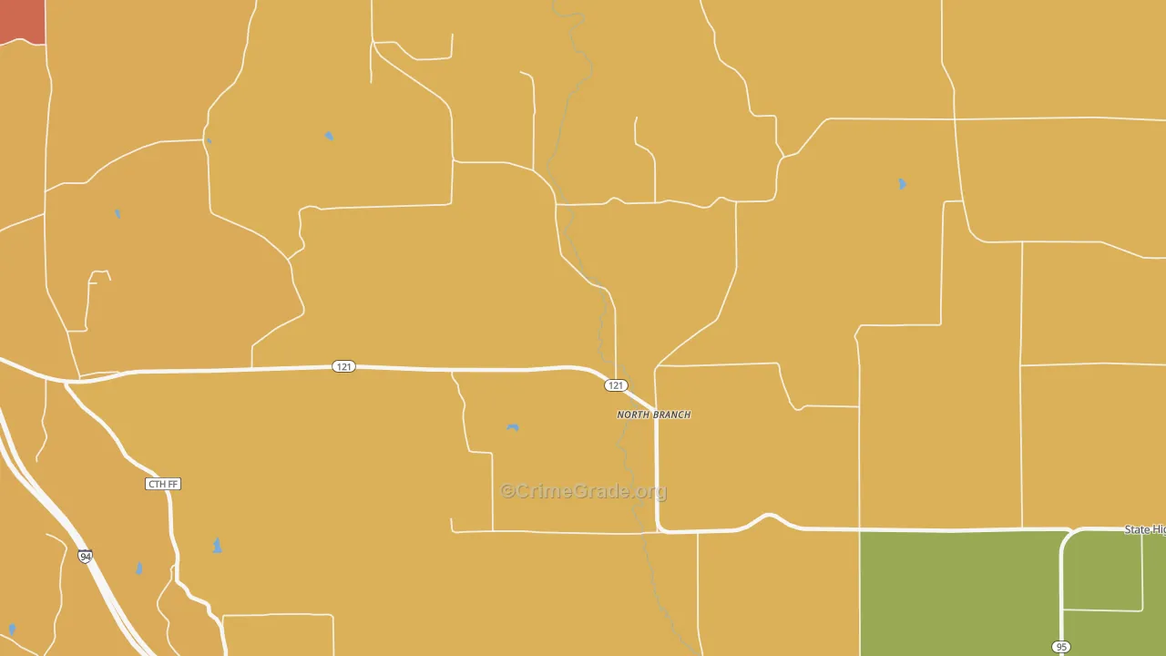 North Branch, WI Map of Robbery Rates
