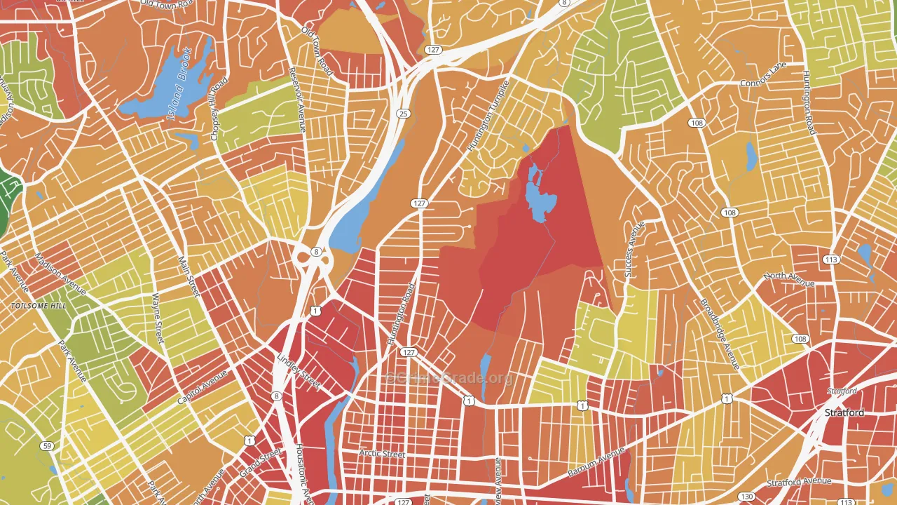 North Bridgeport, Bridgeport, CT Map of Robbery Rates