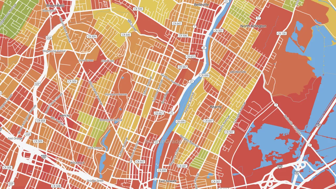 North Broadway, Newark, NJ Map of Robbery Rates