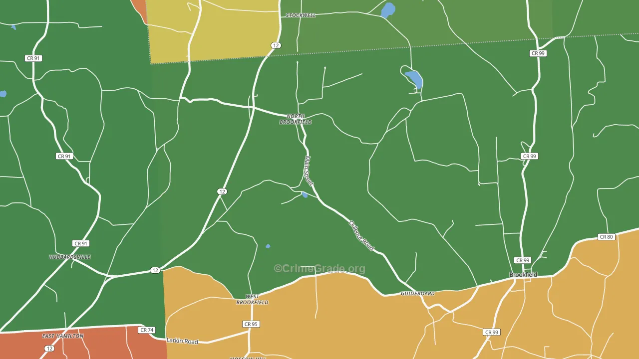 North Brookfield, NY Map of Robbery Rates