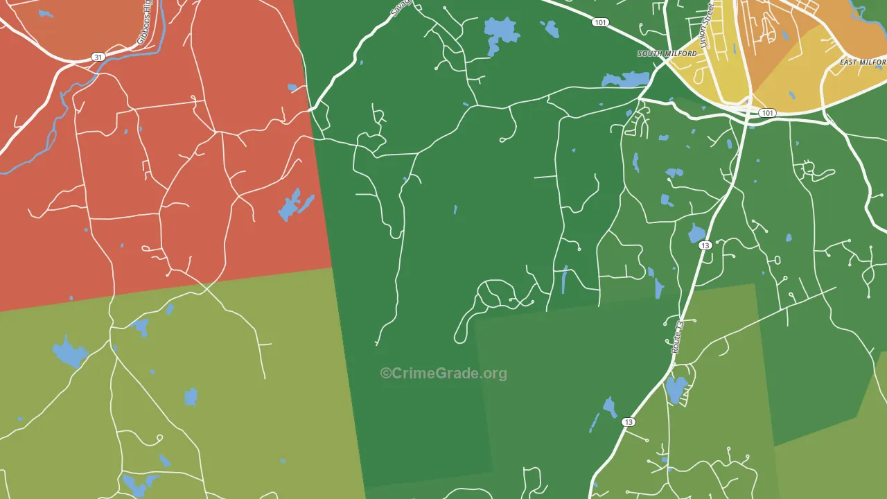 North Brookline, NH Map of Robbery Rates