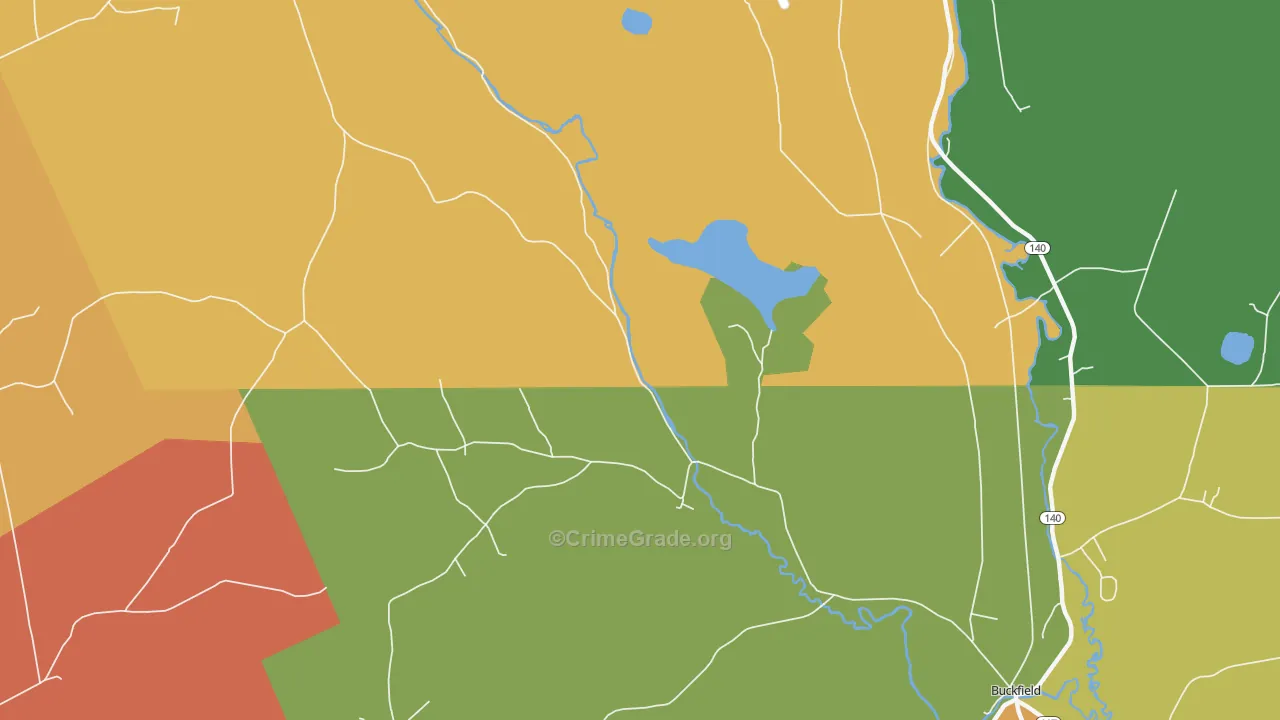 North Buckfield, ME Map of Robbery Rates