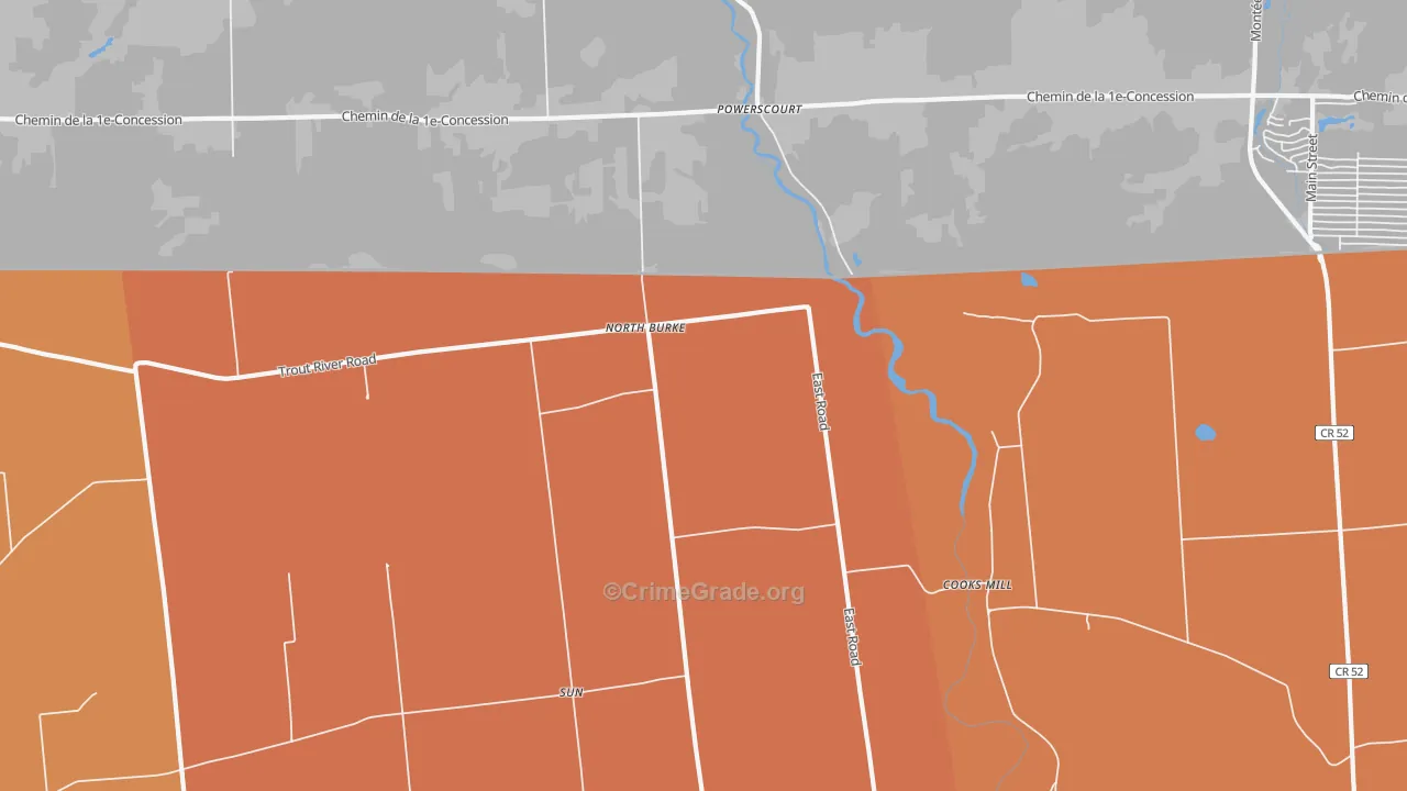 North Burke, NY Map of Robbery Rates