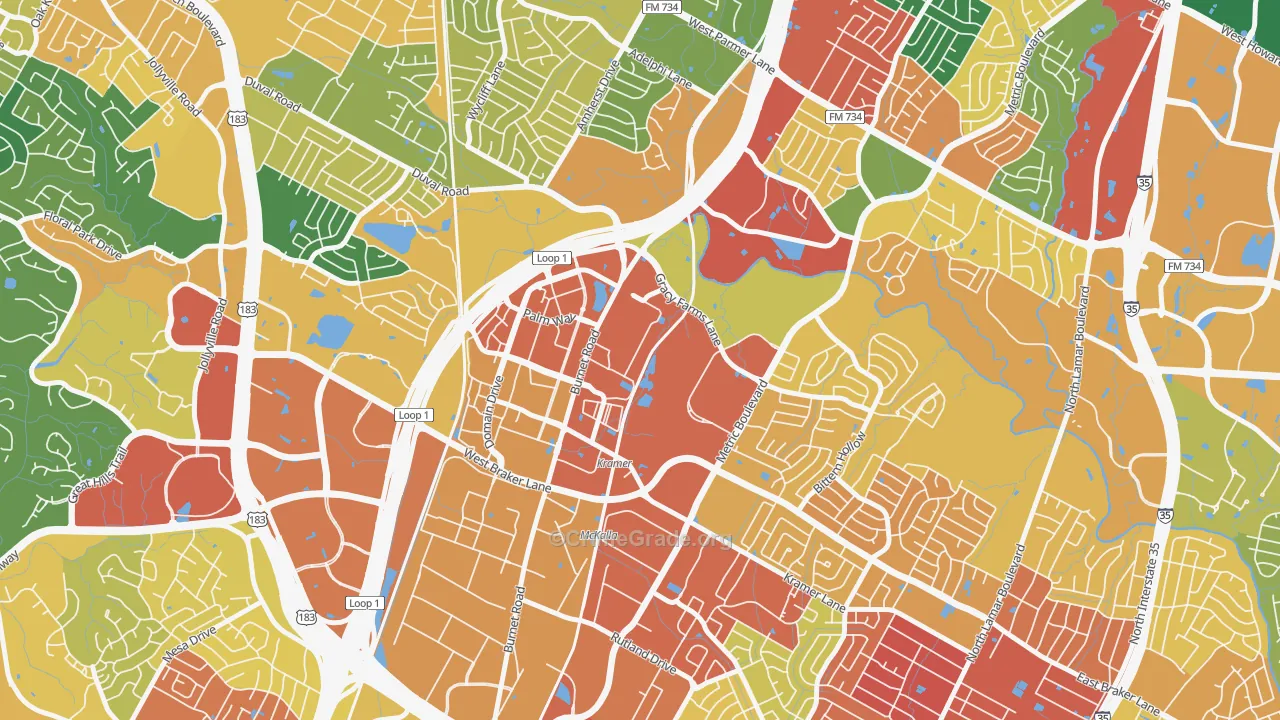 North Burnet, Austin, TX Map of Robbery Rates