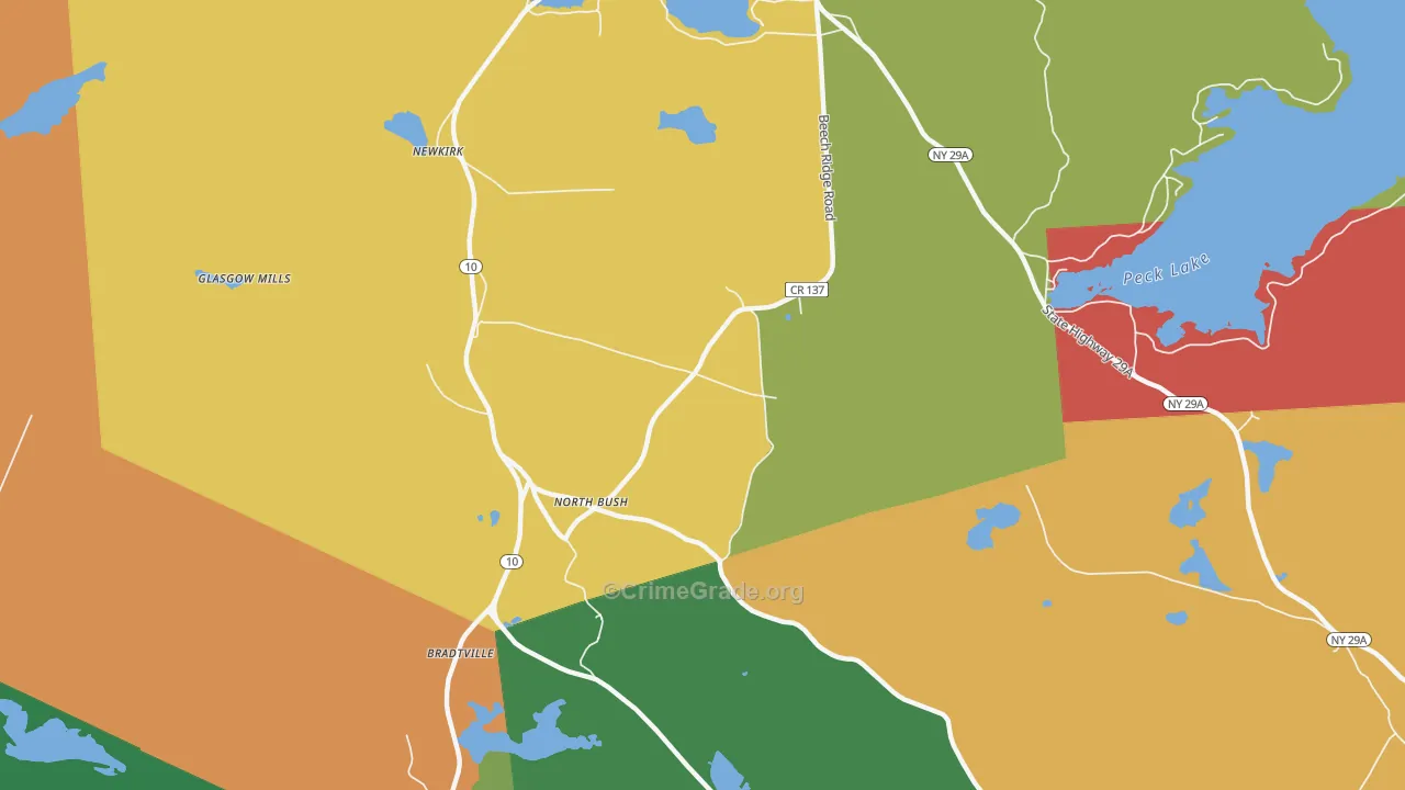 North Bush, NY Map of Robbery Rates