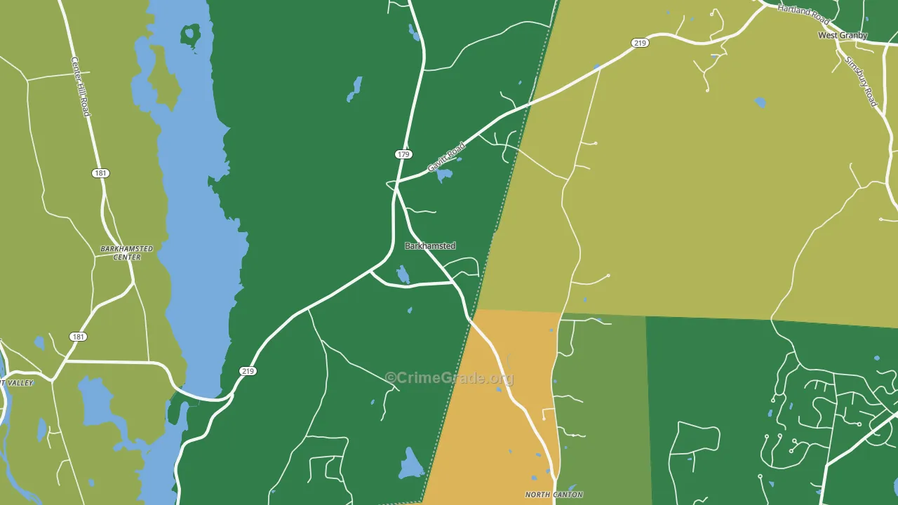 North Canton, CT Map of Robbery Rates