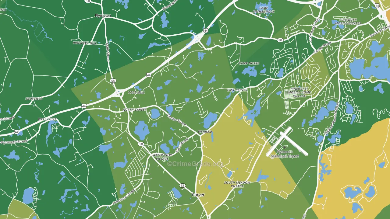 North Carver, MA Map of Robbery Rates