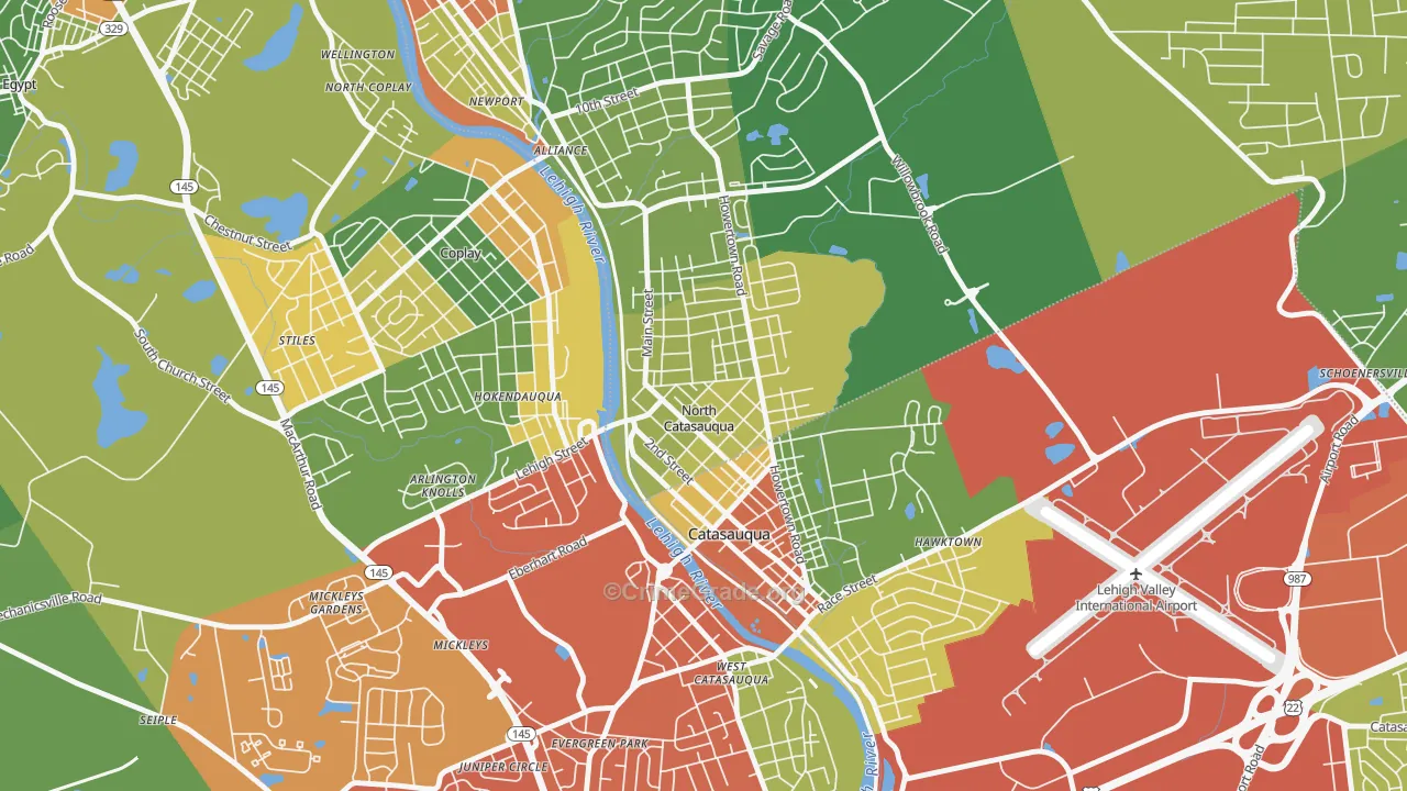 North Catasauqua, PA Map of Robbery Rates