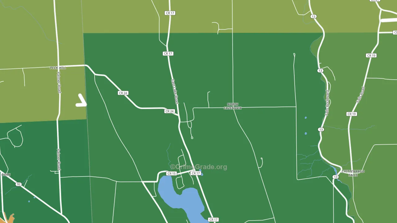 North Cazenovia, NY Map of Robbery Rates