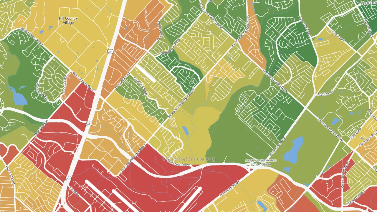 North Central Heritage, San Antonio, TX Map of Robbery Rates