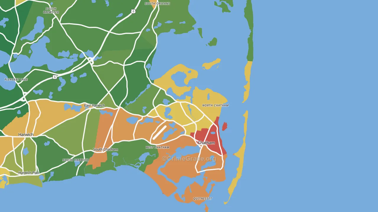 North Chatham, MA Map of Robbery Rates