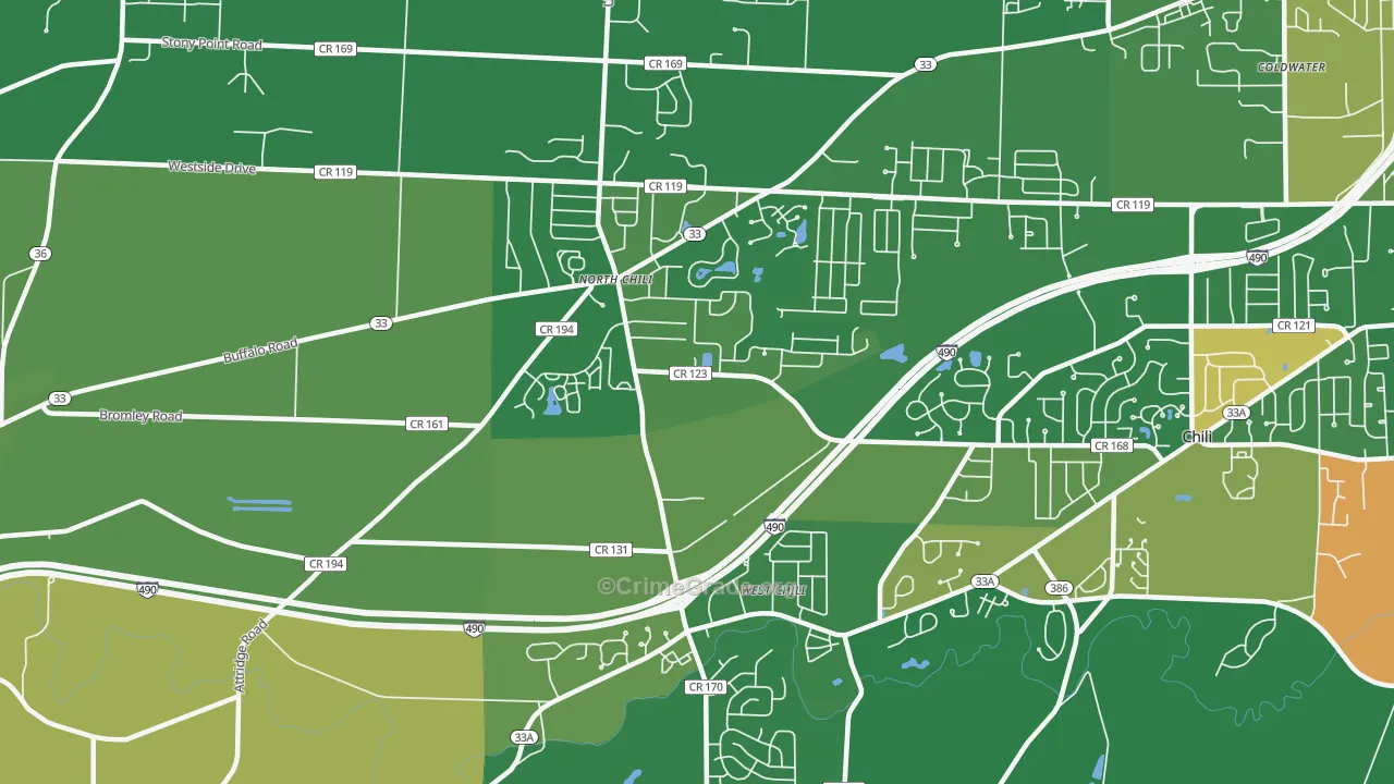 North Chili, NY Map of Robbery Rates