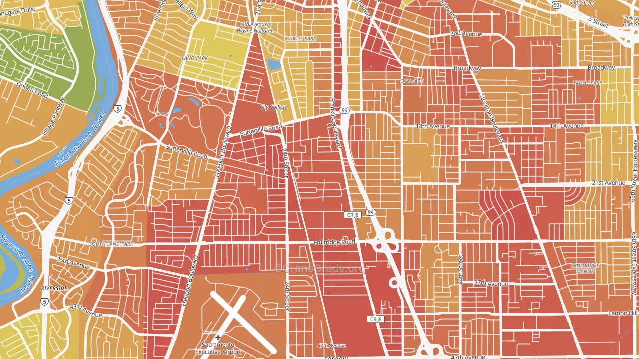 North City Farms, Sacramento, CA Map of Robbery Rates