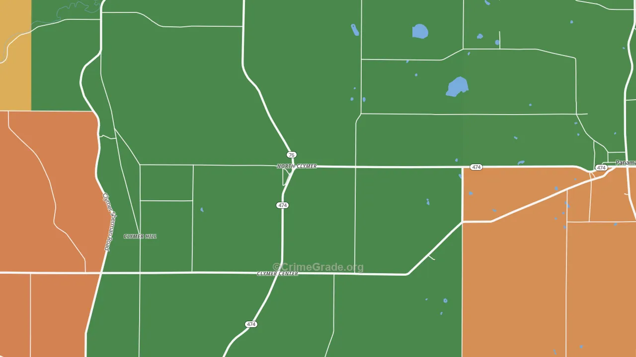 North Clymer, NY Map of Robbery Rates