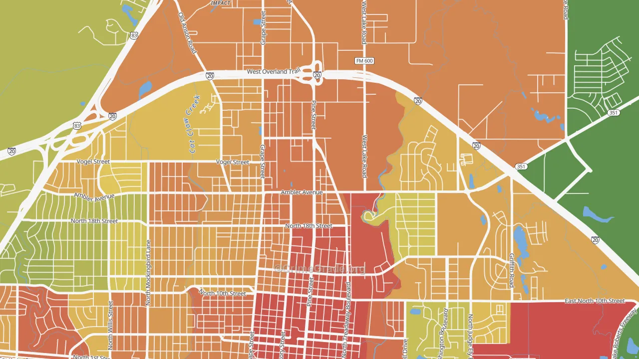 North College, Abilene, TX Map of Robbery Rates