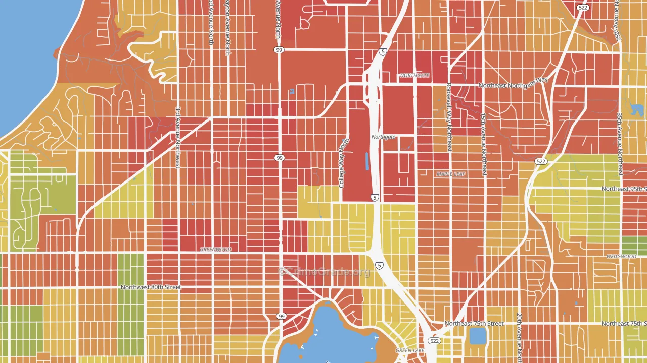 North College Park, Seattle, WA Map of Robbery Rates