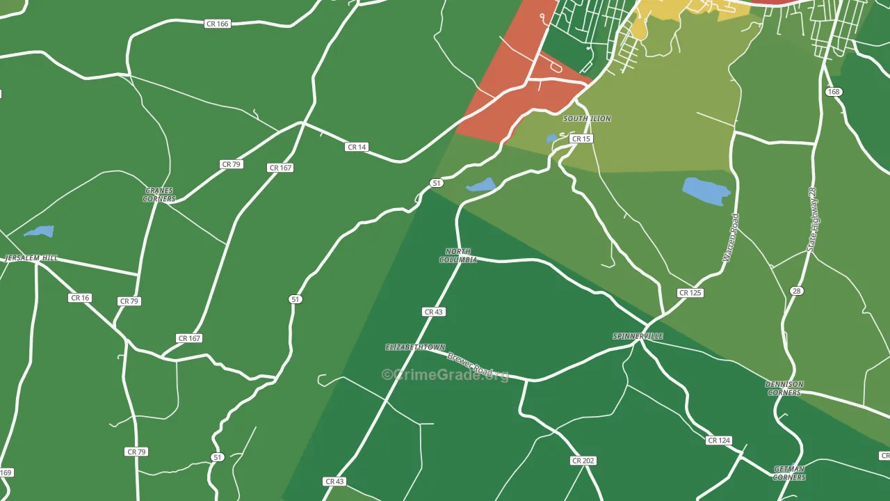 North Columbia, NY Map of Robbery Rates