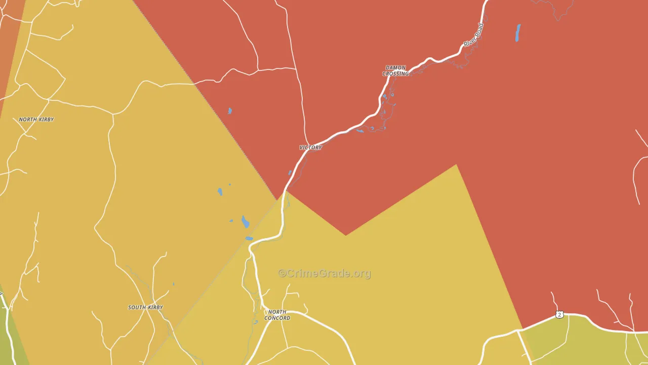North Concord, VT Map of Robbery Rates