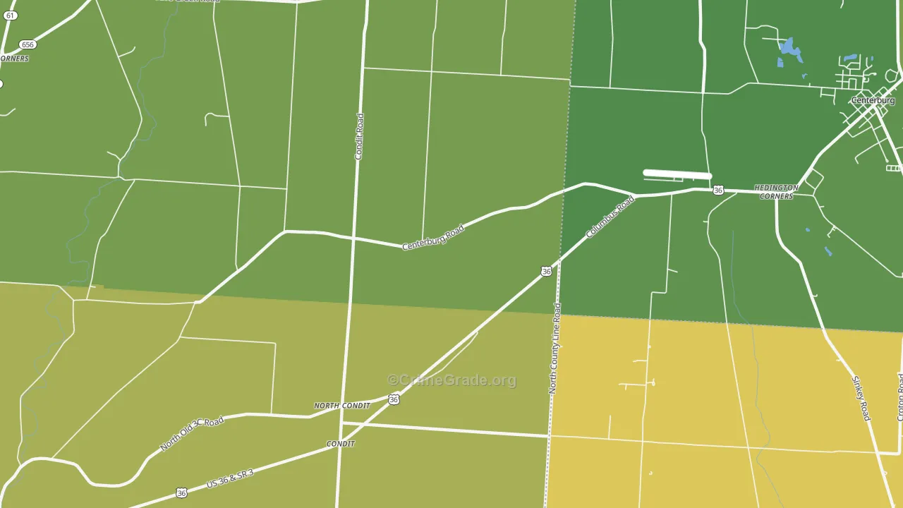 North Condit, OH Map of Robbery Rates