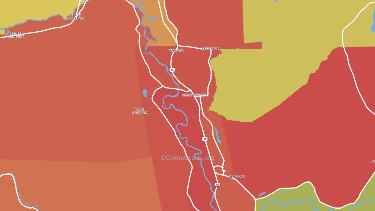North Conway, NH Map of Robbery Rates