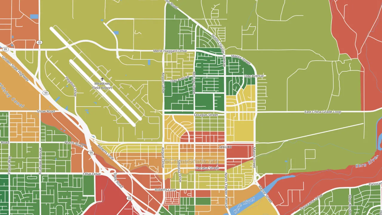 North Country Meadows, Oildale, CA Map of Robbery Rates