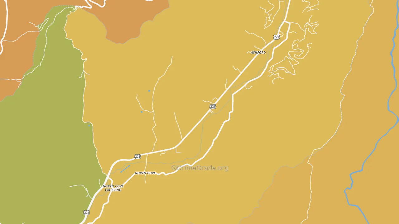 North Cove, NC Map of Robbery Rates