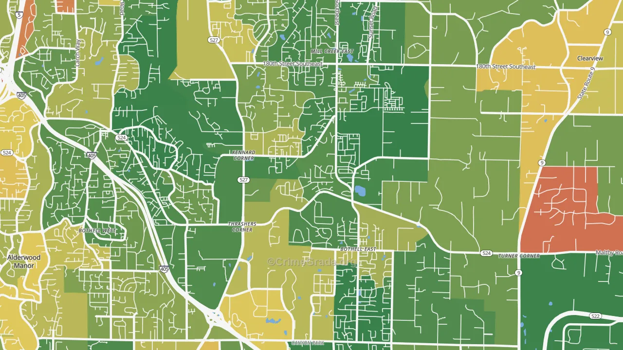 North Creek, Bothell, WA Map of Robbery Rates