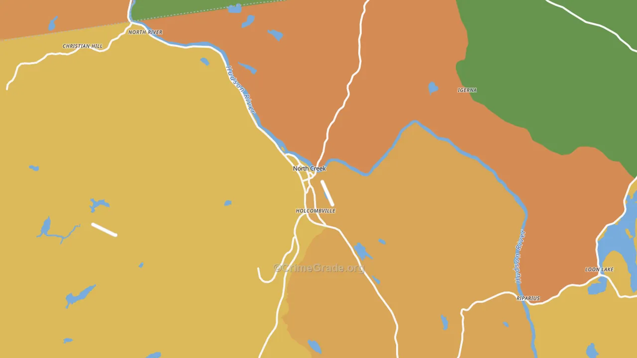 North Creek, NY Map of Robbery Rates