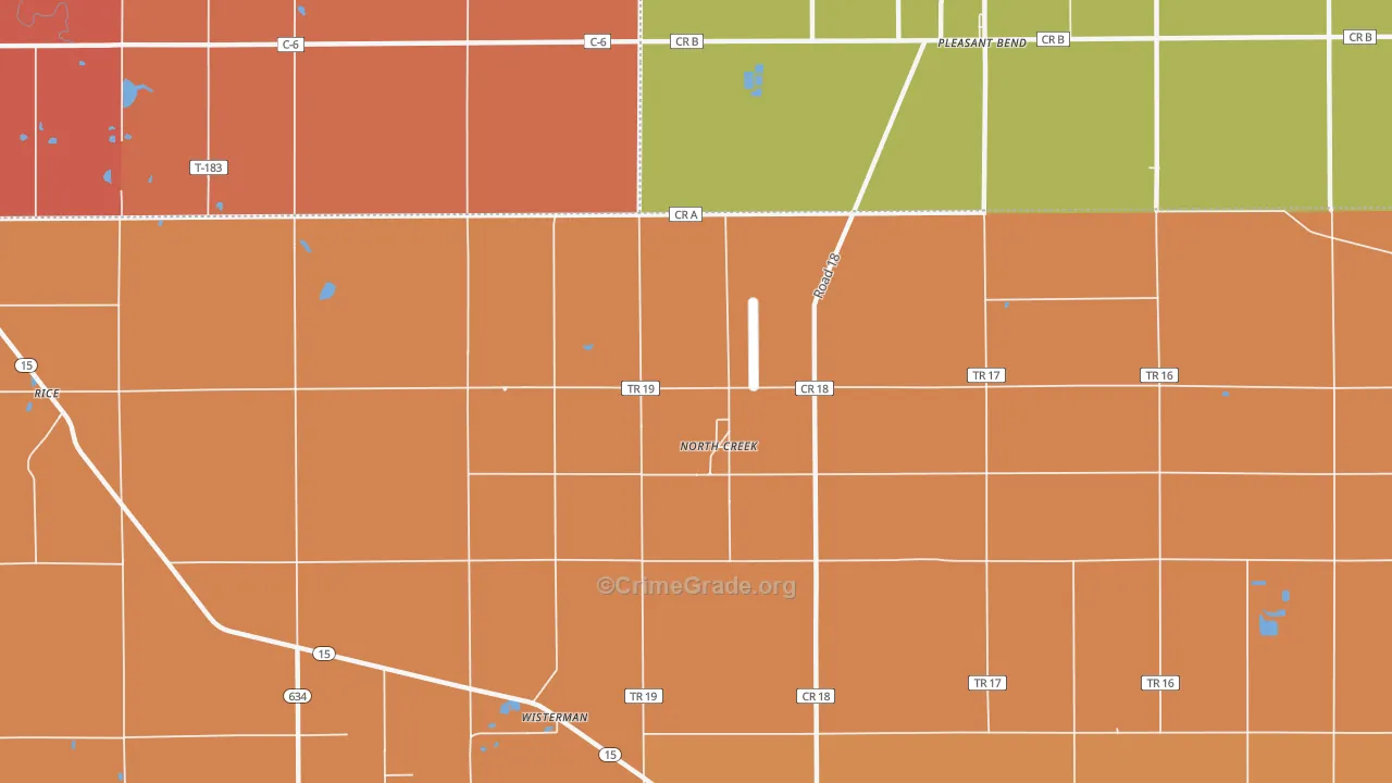North Creek, OH Map of Robbery Rates