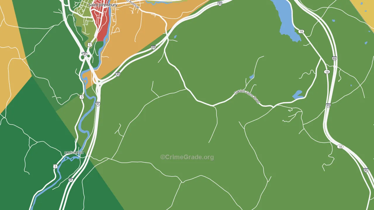 North Danville, VT Map of Robbery Rates