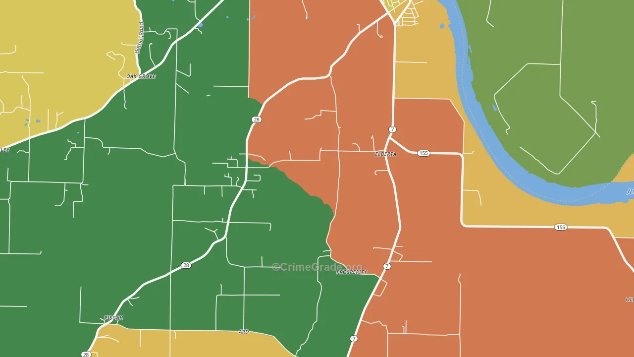 North Dardanelle, AR Map of Robbery Rates
