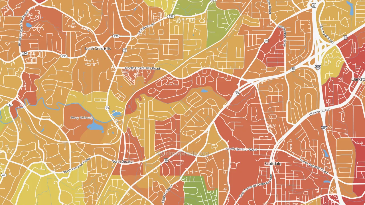 North Decatur, GA Map of Robbery Rates