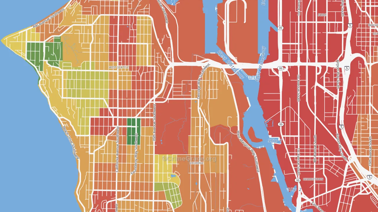 North Delridge, Seattle, WA Map of Robbery Rates
