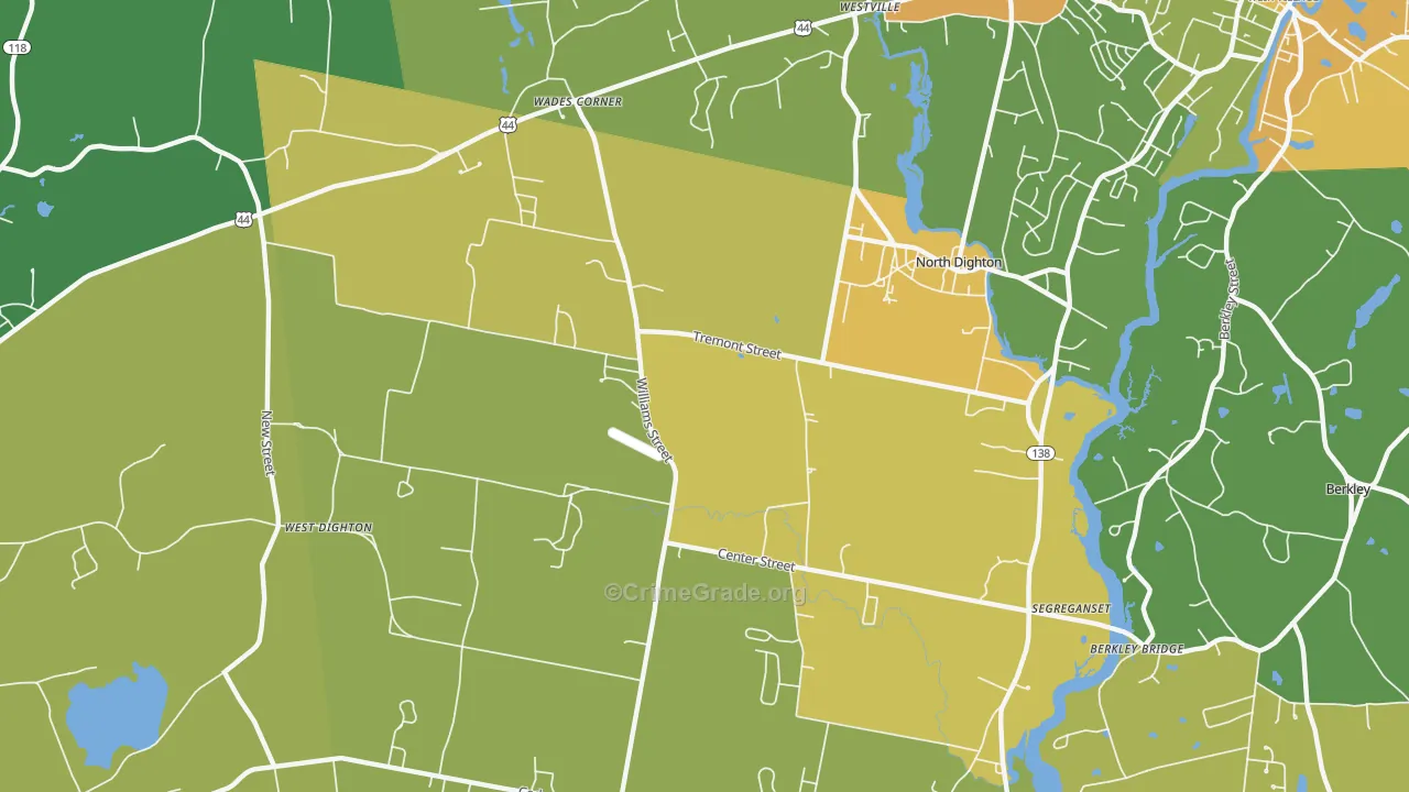 North Dighton, MA Map of Robbery Rates