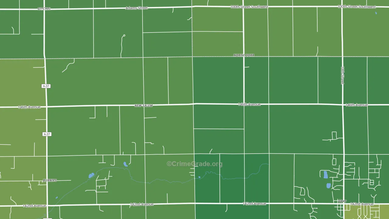 North Dorr, MI Map of Robbery Rates