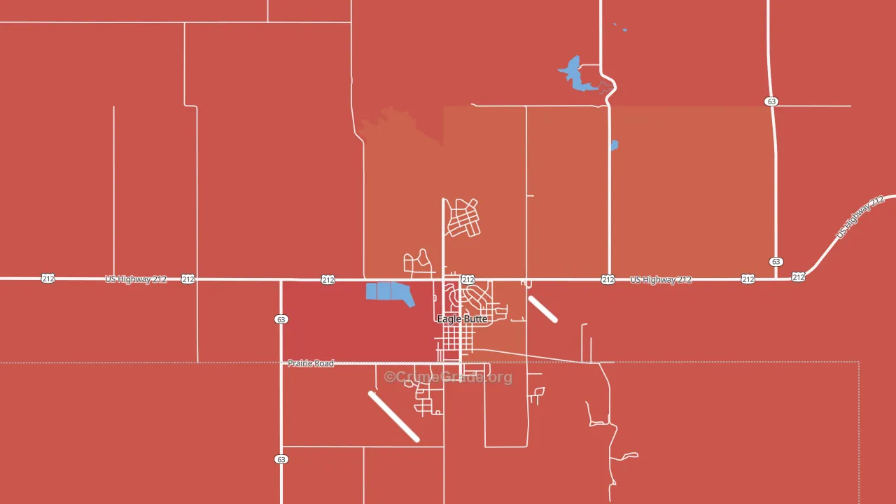 North Eagle Butte, SD Map of Robbery Rates