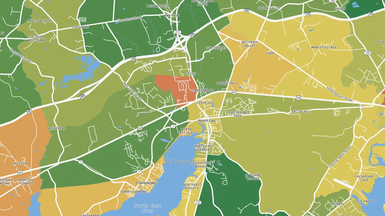 North East, MD Map of Robbery Rates