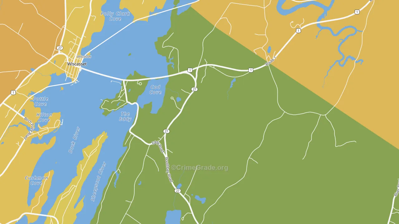 North Edgecomb, ME Map of Robbery Rates
