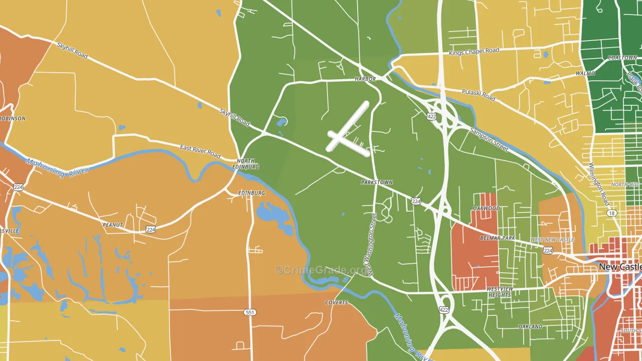 North Edinburg, PA Map of Robbery Rates