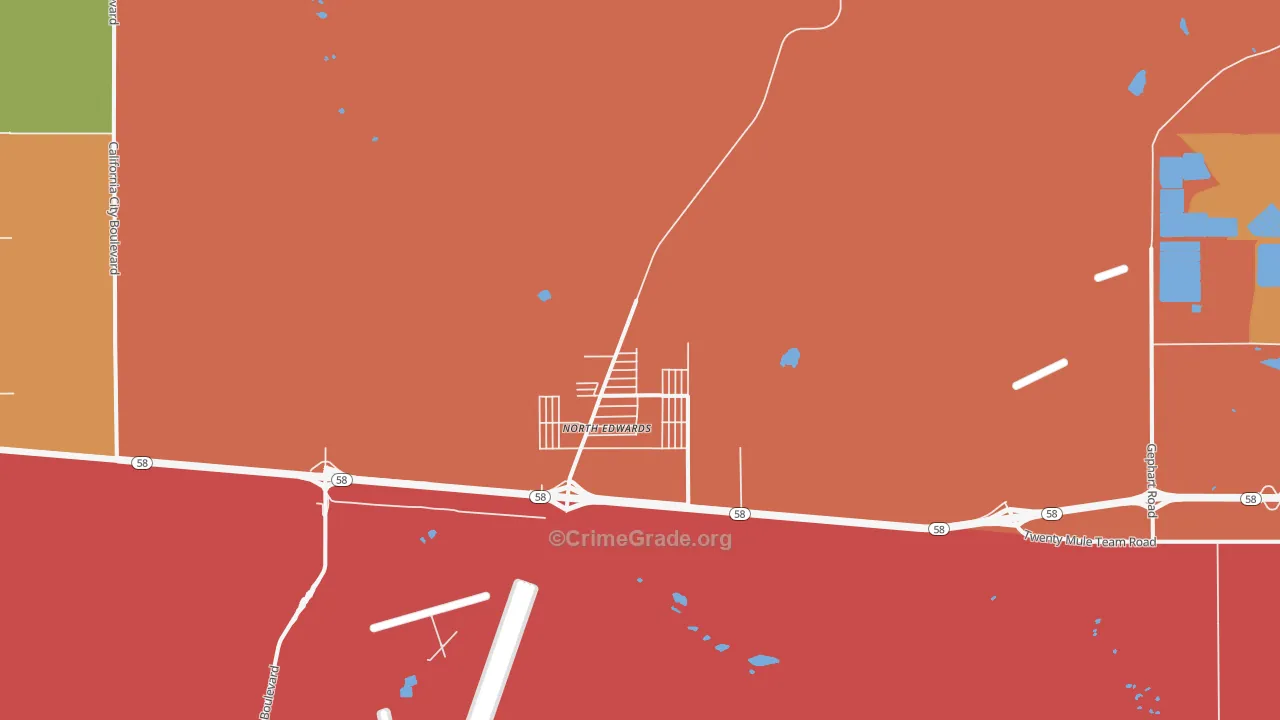North Edwards, CA Map of Robbery Rates