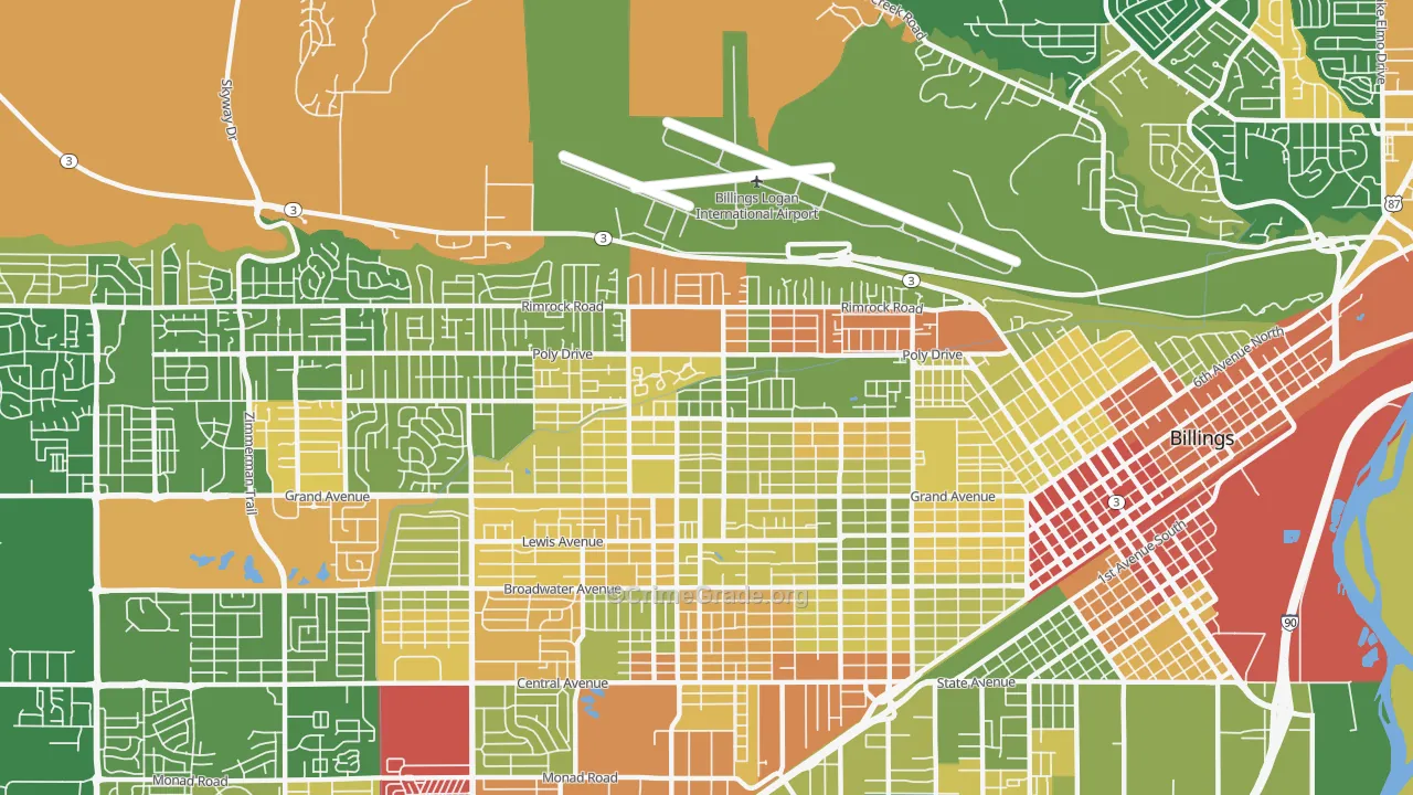 North Elevation, Billings, MT Map of Robbery Rates