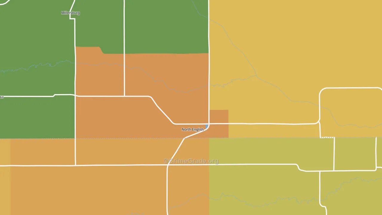North English, IA Map of Robbery Rates