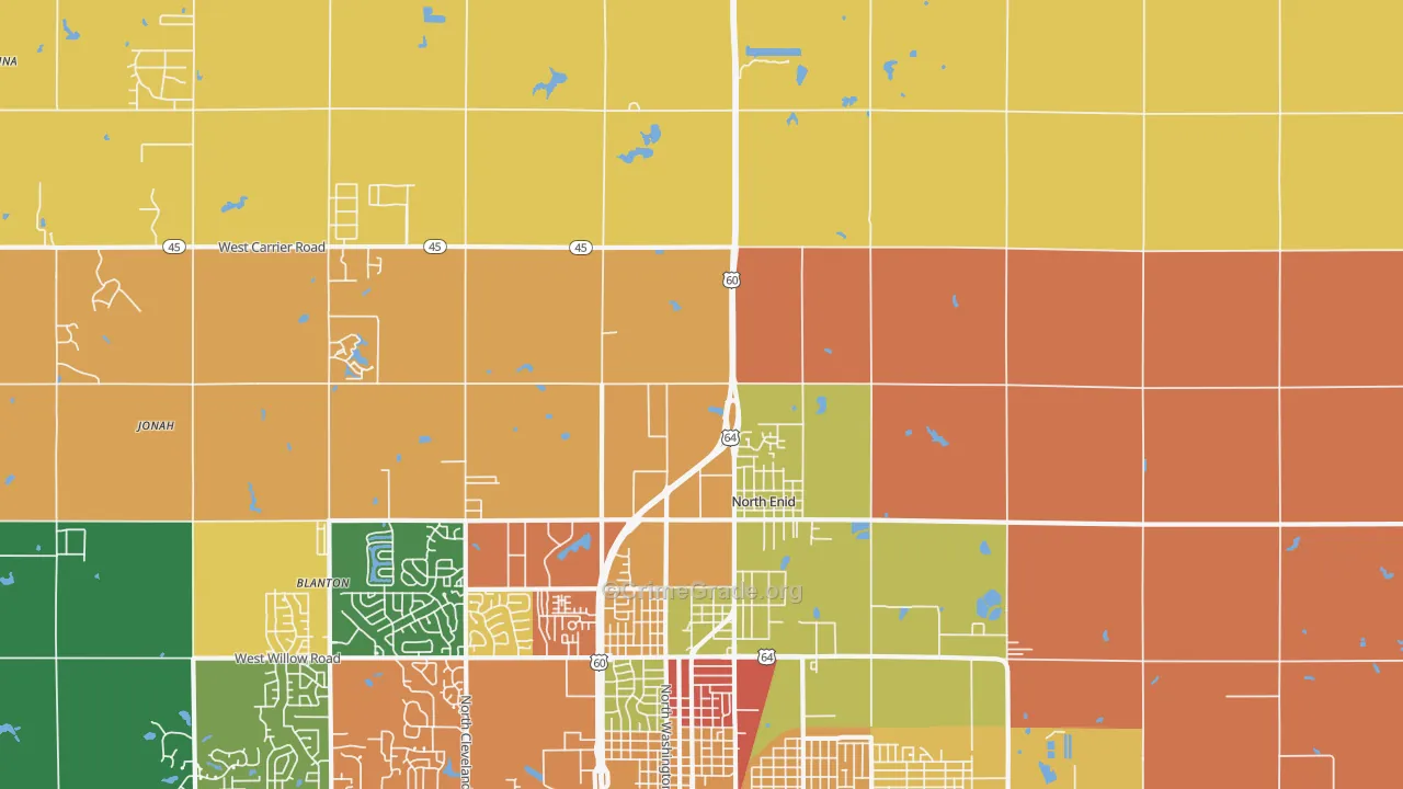 North Enid, OK Map of Robbery Rates