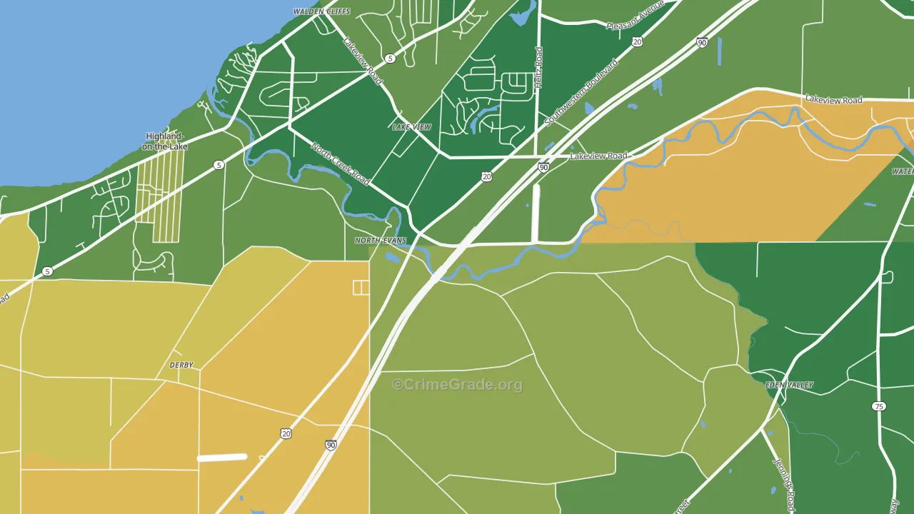 North Evans, NY Map of Robbery Rates